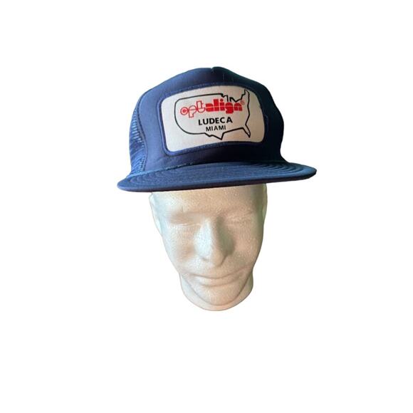 Vintage vtg snapback hat dad cap trucker navy blue Miami USA patch - Picture 1 of 5